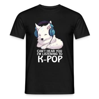 Je ne t’entends pas, j’écoute de la K-pop, Arctic Fox - T-shirt homme - noir - Devant - AI Model Male 178 light (178cm)
