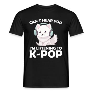 Je ne t’entends pas, j’écoute de la K-pop, Arctic Fox - T-shirt homme - noir - Devant - AI Model Male 178 light (178cm)
