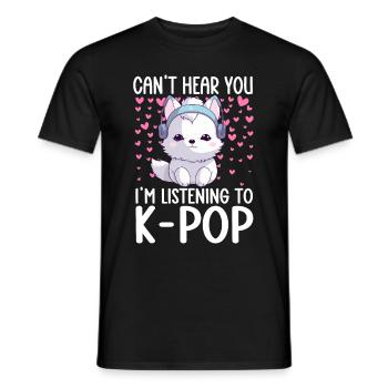 Je ne t’entends pas, j’écoute de la K-pop, Arctic Fox - T-shirt homme - noir - Devant - AI Model Male 178 light (178cm)