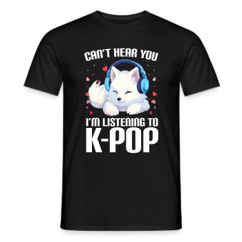 Je ne t’entends pas, j’écoute de la K-pop, Arctic Fox - T-shirt homme - noir - Devant - AI Model Male 178 light (178cm)