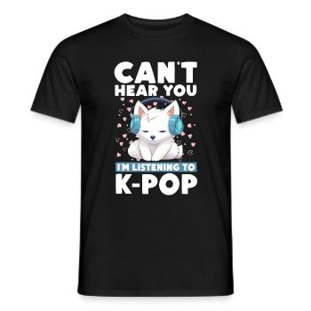 Je ne t’entends pas, j’écoute de la K-pop, Arctic Fox - T-shirt homme - noir - Devant - AI Model Male 178 light (178cm)