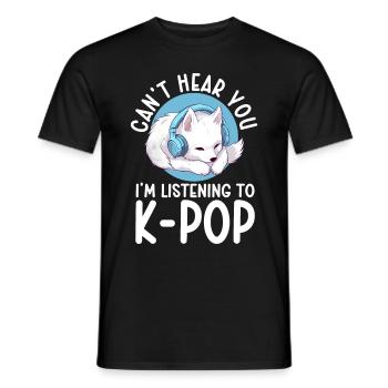 Je ne t’entends pas, j’écoute de la K-pop, Arctic Fox - T-shirt homme - noir - Devant - AI Model Male 178 light (178cm)