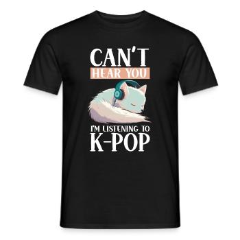 Je ne t’entends pas, j’écoute de la K-pop, Arctic Fox - T-shirt homme - noir - Devant - AI Model Male 178 light (178cm)