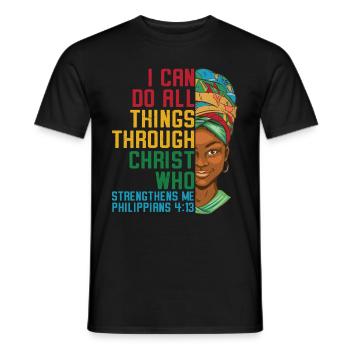 Je peux tout faire par Christ Afro-Américain - T-shirt homme - noir - Devant - AI Model Male 178 light (178cm)