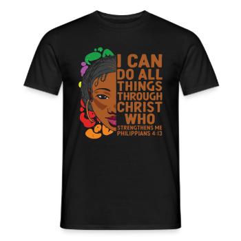 Je peux tout faire par Christ Afro-Américain - T-shirt homme - noir - Devant - AI Model Male 178 light (178cm)