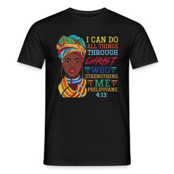 Je peux tout faire par Christ Afro-Américain - T-shirt homme - noir - Devant - AI Model Male 178 light (178cm)