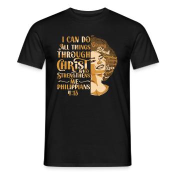 Je peux tout faire par Christ Afro-Américain - T-shirt homme - noir - Devant - AI Model Male 178 light (178cm)