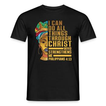 Je peux tout faire par Christ Afro-Américain - T-shirt homme - noir - Devant - AI Model Male 178 light (178cm)
