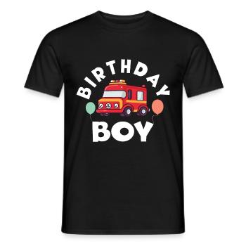 Garçon D’anniversaire Pompier Garçon D’anniversaire - T-shirt homme - noir - Devant - AI Model Male 178 light (178cm)