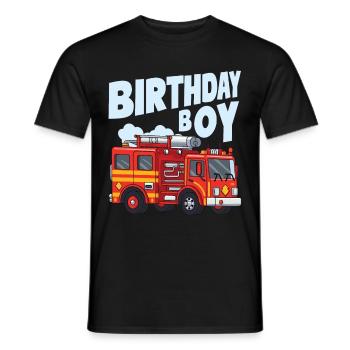 Garçon D’anniversaire Pompier Garçon D’anniversaire - T-shirt homme - noir - Devant - AI Model Male 178 light (178cm)