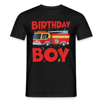Garçon D’anniversaire Pompier Garçon D’anniversaire - T-shirt homme - noir - Devant - AI Model Male 178 light (178cm)
