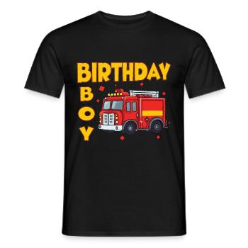 Garçon D’anniversaire Pompier Garçon D’anniversaire - T-shirt homme - noir - Devant - AI Model Male 178 light (178cm)