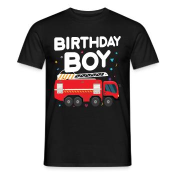 Garçon D’anniversaire Pompier Garçon D’anniversaire - T-shirt homme - noir - Devant - AI Model Male 178 light (178cm)