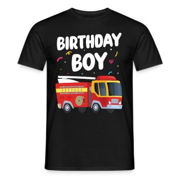 Garçon D’anniversaire Pompier Garçon D’anniversaire - T-shirt homme - noir - Devant - AI Model Male 178 light (178cm)