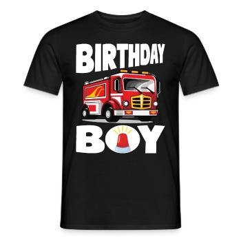 Garçon D’anniversaire Pompier Garçon D’anniversaire - T-shirt homme - noir - Devant - AI Model Male 178 light (178cm)