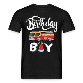 Garçon D’anniversaire Pompier Garçon D’anniversaire - T-shirt homme - noir - Devant - AI Model Male 178 light (178cm)