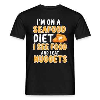 Chicken Nuggets Funny Fast Food Nugget Lover - Men's T-Shirt - black - Front - AI Model Male 178 light (178cm)
