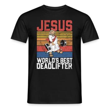 Jesus The Ultimate Deadlifter Christian Gym - Men's T-Shirt - black - Front - AI Model Male 178 light (178cm)