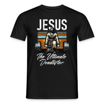 Jesus The Ultimate Deadlifter Christian Gym - Men's T-Shirt - black - Front - AI Model Male 178 light (178cm)