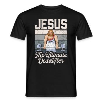 Jesus The Ultimate Deadlifter Christian Gym - Men's T-Shirt - black - Front - AI Model Male 178 light (178cm)