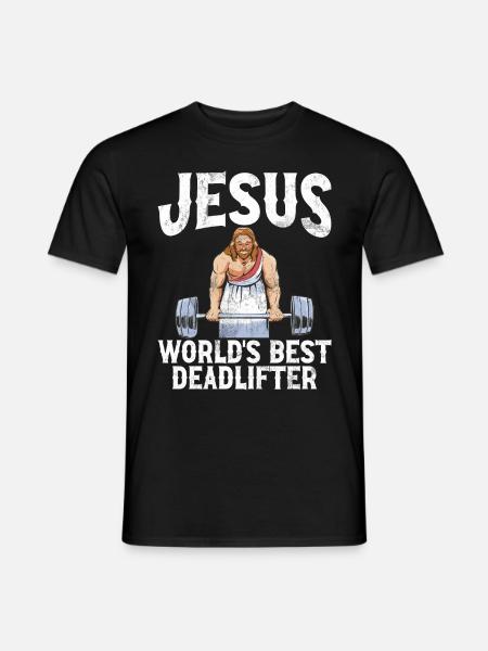 Jesus The Ultimate Deadlifter Christian Gym - T-shirt herr - svart