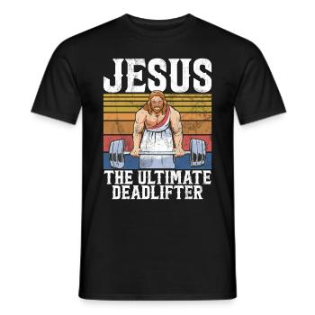 Jesus The Ultimate Deadlifter Christian Gym - Men's T-Shirt - black - Front - AI Model Male 178 light (178cm)