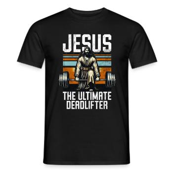 Jesus The Ultimate Deadlifter Christian Gym - Männer T-Shirt - Schwarz - Vorne - AI Model Male 178 light (178cm)