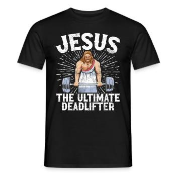 Jesus The Ultimate Deadlifter Christian Gym - Men's T-Shirt - black - Front - AI Model Male 178 light (178cm)