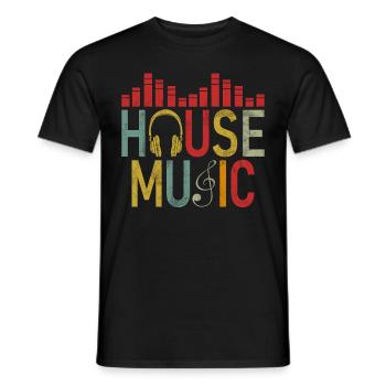 House Music, EDM, Rave, DJ, Electro, Deep House, Amoureux - T-shirt homme - noir - Devant - AI Model Male 178 light (178cm)