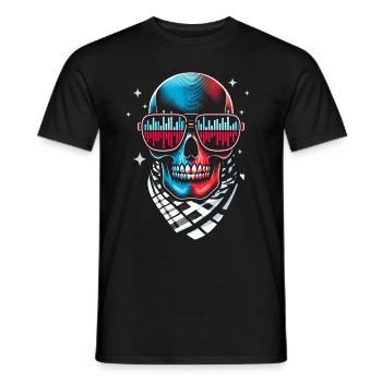 Skull With Sunglasses House Music Rave DJ - Men's T-Shirt - black - Front - AI Model Male 178 light (178cm)