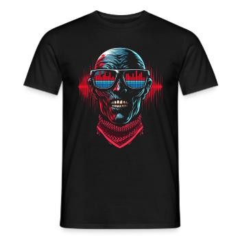 Skull With Sunglasses House Music Rave DJ - Men's T-Shirt - black - Front - AI Model Male 178 light (178cm)
