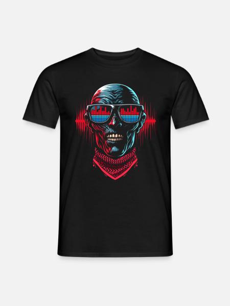 Skull Mit Sonnenbrillen Hausmusik Rave DJ - Männer T-Shirt - Schwarz