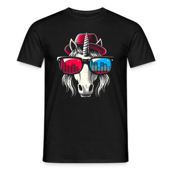 Unicorn With Sunglasses House Music Rave DJ - Men's T-Shirt - black - Front - AI Model Male 178 light (178cm)