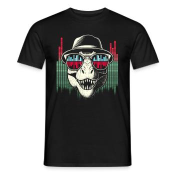 Dinosaur Sunglasses House Music Rave DJ - Men's T-Shirt - black - Front - AI Model Male 178 light (178cm)