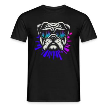 Bulldog With Sunglasses House Music Rave DJ - Men's T-Shirt - black - Front - AI Model Male 178 light (178cm)