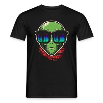 Alien With Sunglasses House Music Rave DJ - Men's T-Shirt - black - Front - AI Model Male 178 light (178cm)