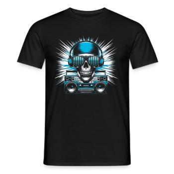 Skull With Sunglasses House Music Rave DJ - Men's T-Shirt - black - Front - AI Model Male 178 light (178cm)