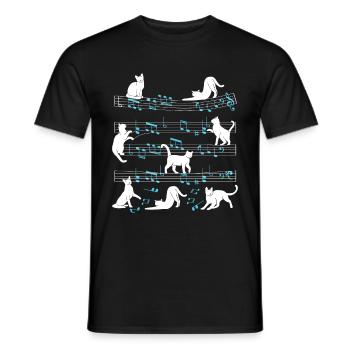Cats playing with music note cat - Men's T-Shirt - black - Front - AI Model Male 178 light (178cm)