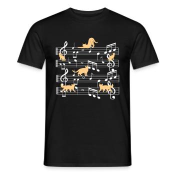 Cats playing with music note cat - Men's T-Shirt - black - Front - AI Model Male 178 light (178cm)