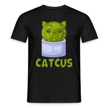 Cat Cactus Succulent Cactus Lover - Men's T-Shirt - black - Front - AI Model Male 178 light (178cm)