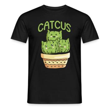 Cat Cactus Succulent Cactus Lover - Men's T-Shirt - black - Front - AI Model Male 178 light (178cm)