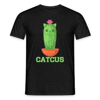 Cat Cactus Succulent Cactus Lover - Men's T-Shirt - black - Front - AI Model Male 178 light (178cm)