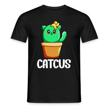 Cat Cactus Succulent Cactus Lover - Men's T-Shirt - black - Front - AI Model Male 178 light (178cm)