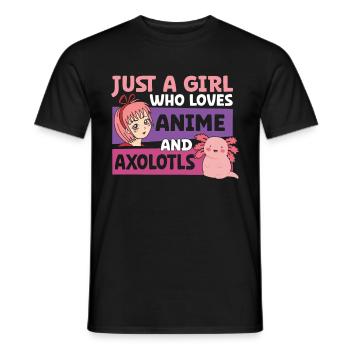 Anime Axolotls Süße Kawaii Teen Girls Kinder - Männer T-Shirt - Schwarz - Vorne - AI Model Male 178 light (178cm)