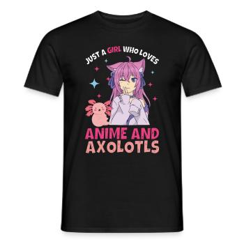 Anime Axolotls Süße Kawaii Teen Girls Kinder - Männer T-Shirt - Schwarz - Vorne - AI Model Male 178 light (178cm)