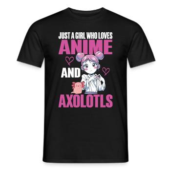 Anime Axolotls Süße Kawaii Teen Girls Kinder - Männer T-Shirt - Schwarz - Vorne - AI Model Male 178 light (178cm)