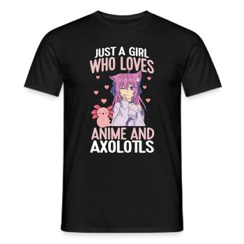 Anime Axolotls Süße Kawaii Teen Girls Kinder - Männer T-Shirt - Schwarz - Vorne - AI Model Male 178 light (178cm)