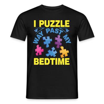 Jigsaw Puzzle Piece Puzzle Lover - Men's T-Shirt - black - Front - AI Model Male 178 light (178cm)