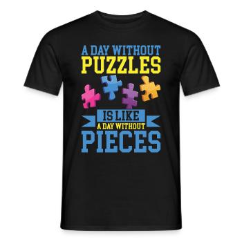 Puzzle Pièce Puzzle Amateur de Puzzle - T-shirt homme - noir - Devant - AI Model Male 178 light (178cm)