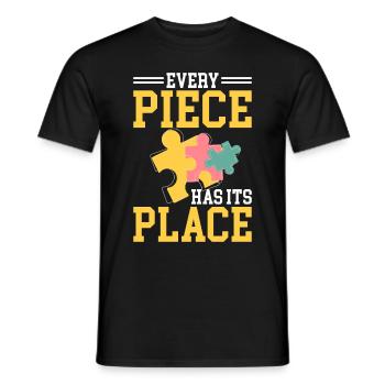 Jigsaw Puzzle Piece Puzzle Lover - Men's T-Shirt - black - Front - AI Model Male 178 light (178cm)